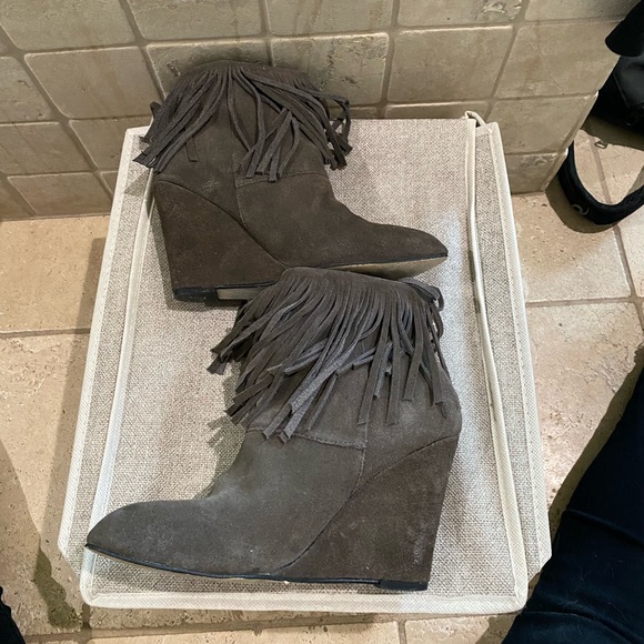 Suede Fringe Wedge Bootie - Picture 4 of 6